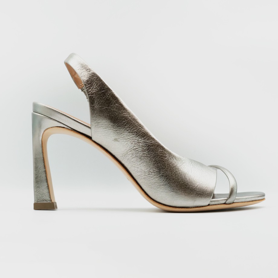 Vicenza - High Heel Sandals In Laminated Iron Color Leather Online