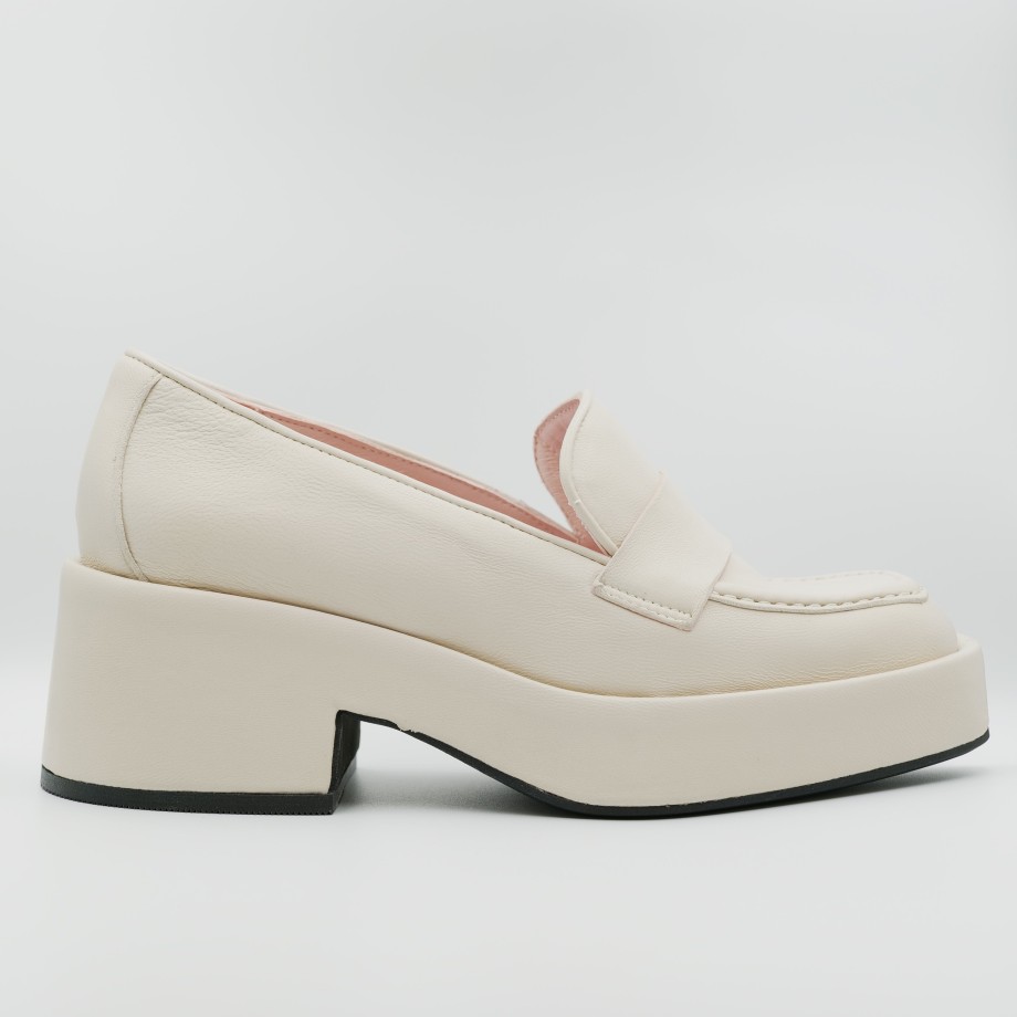 Ras - Cream Colored Rubber Bottom Leather Moccasins Wholesale