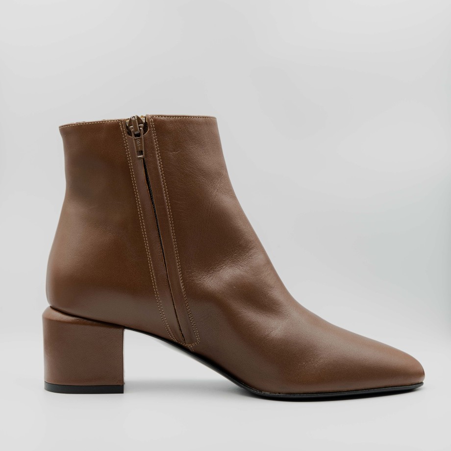 Albano - Leather Ankle Boots With Wide Heel And Zip Hot