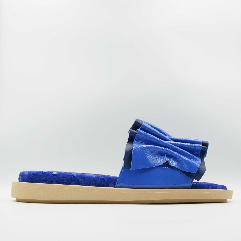 Filoteo Calzoleria Electric Blue Shiny Leather Slipper Hot