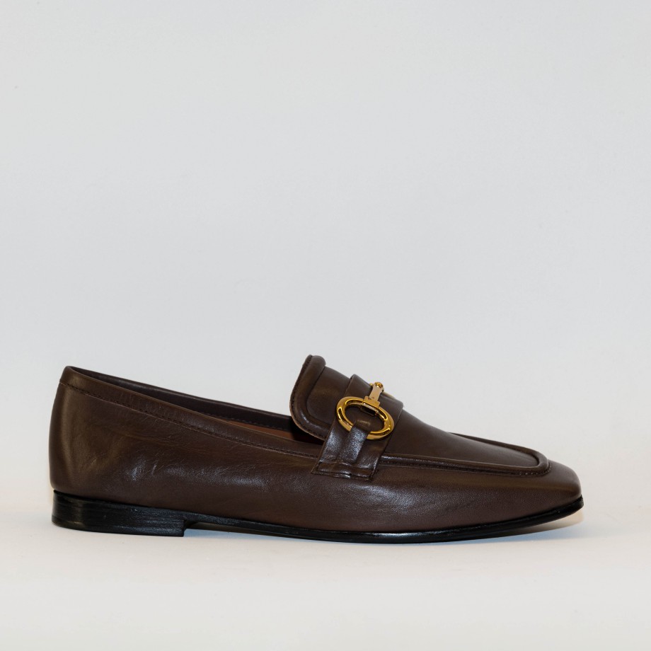 Rebecca White - Square Toe Leather Loafers New