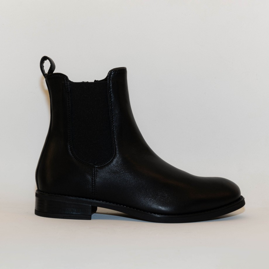 Unisa - Black Leather Ankle Boots With Elastic Online