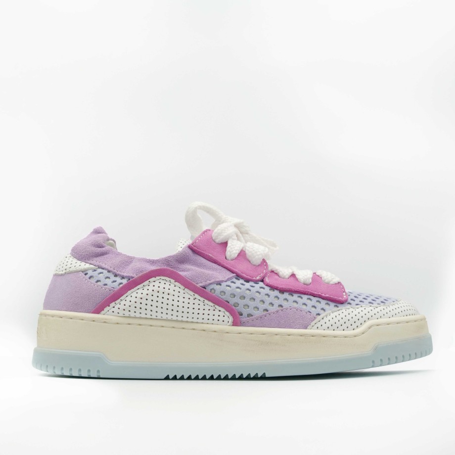 Leather Sneakers Rubber Bottom Lavender Color Andiafora Hot