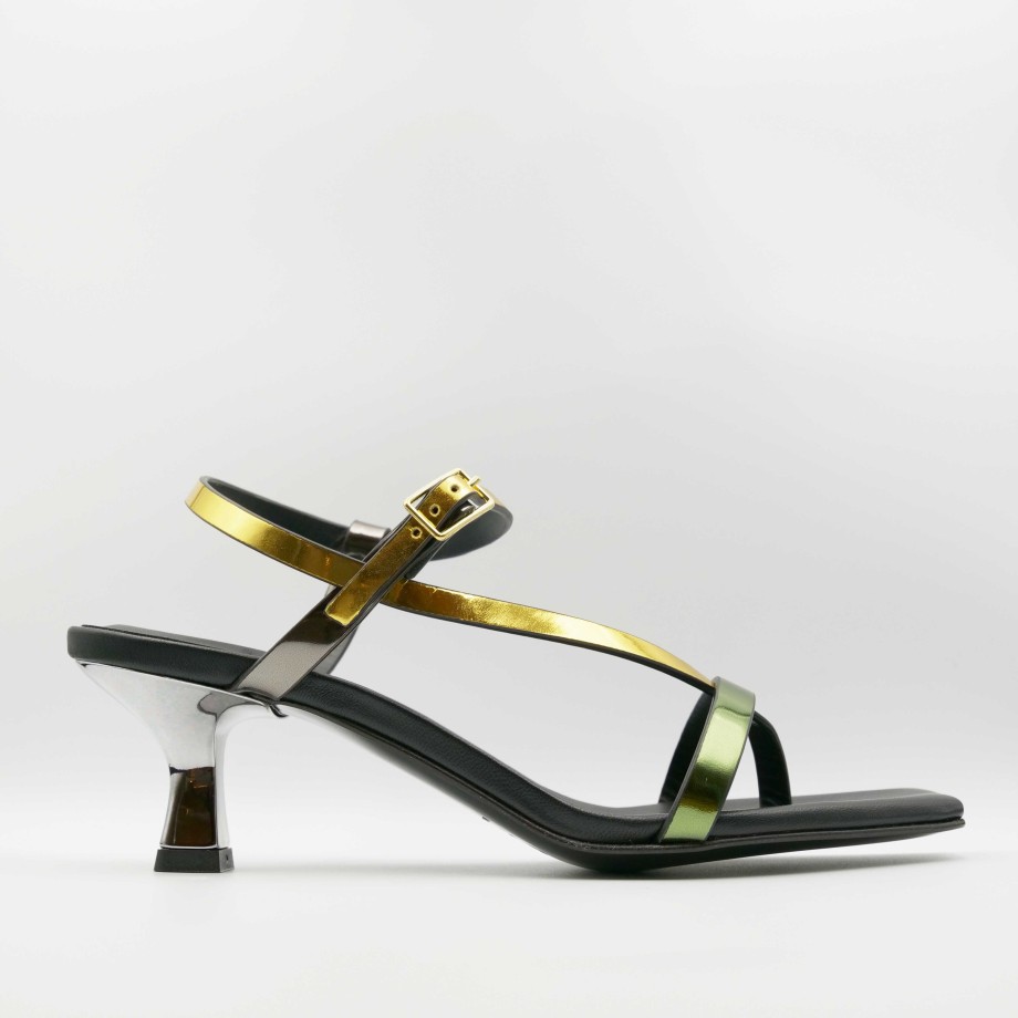 Donnari - Low Heel Sandals In Leather With Colored Flip-Flop Bands Online