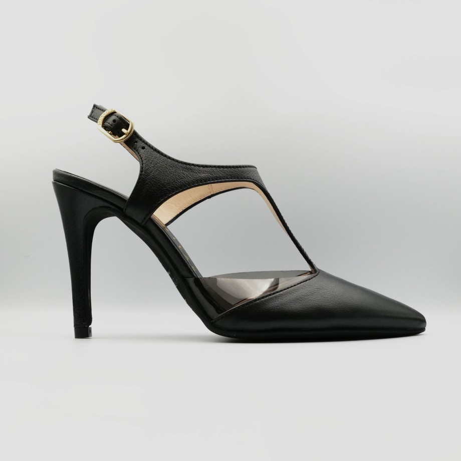 Hispanitas - High Heel Slingback In Black Nappa Leather Strap On The Neck Hot