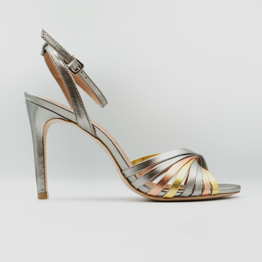 Vicenza - High Heel Sandals In Laminated Color Leather New