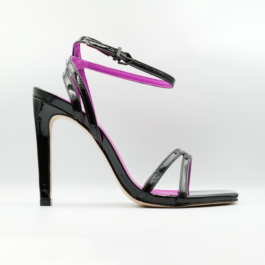 Schutz - Sandals With High Heel In Patent Leather And Square Toe New