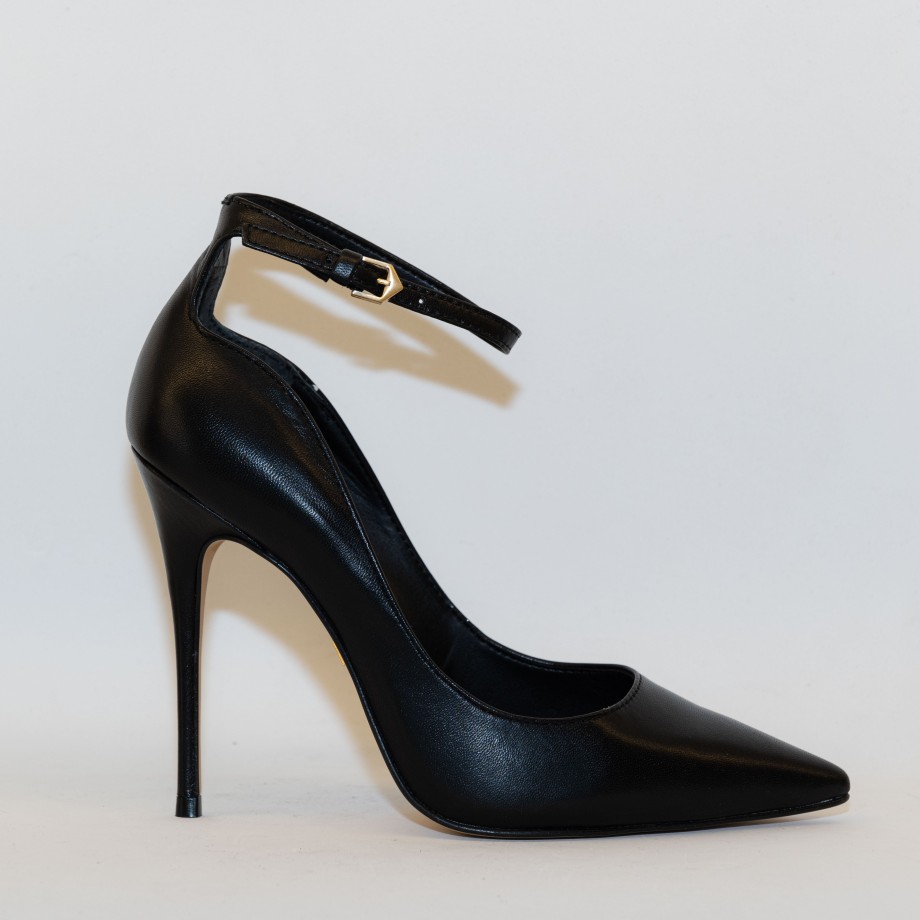 Carrano - Black Leather Pumps With Ankle Strap Hot