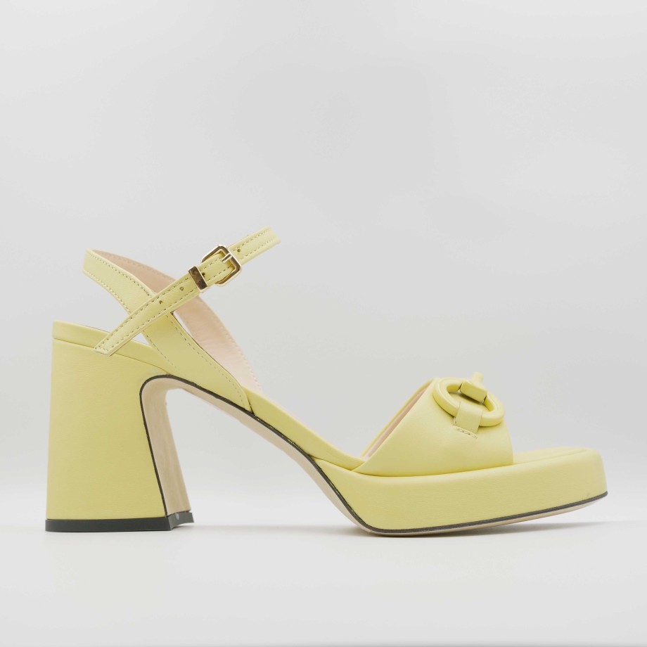 Eva Luna - Sandals With Leather And Yellow Platform Heels With Strap And Accessory Wholesale