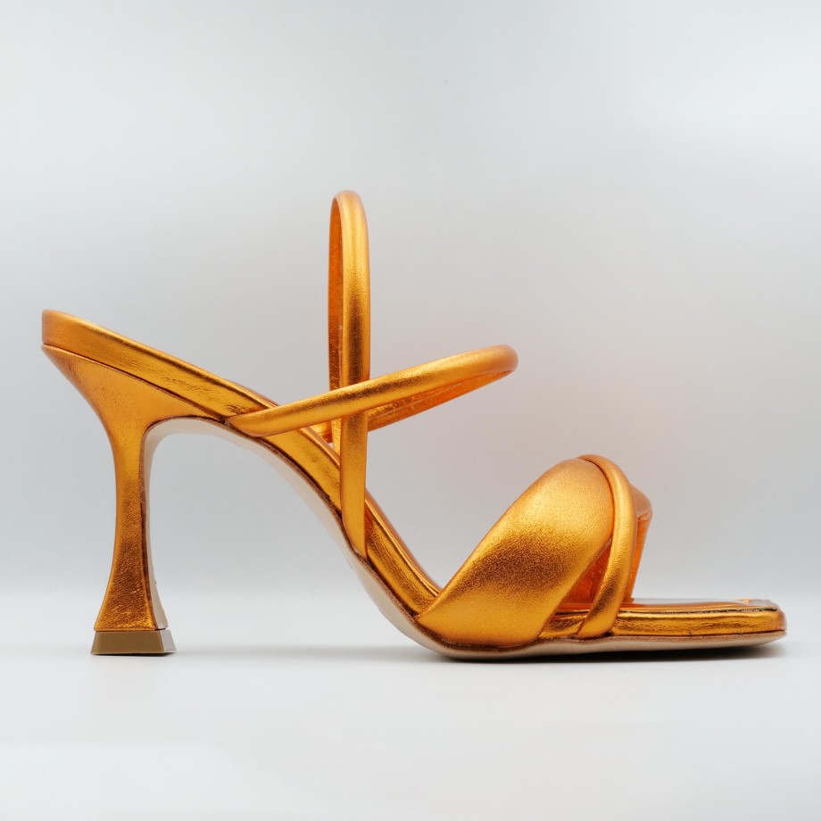 Vicenza - High Heel Sandals In Laminated Orange Leather Best