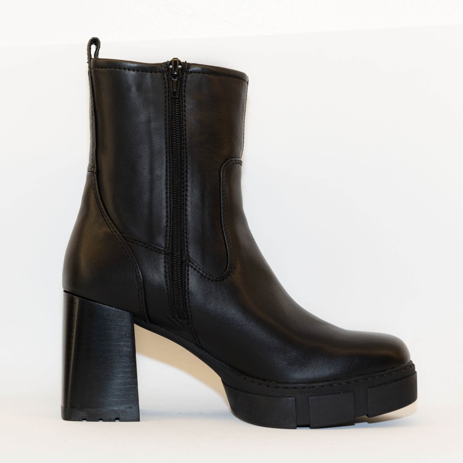 Unisa - Black Leather High Heel And Plateau Ankle Boots Online