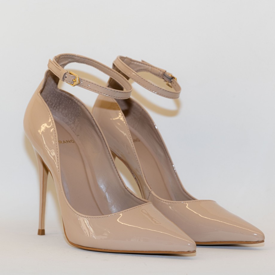 Carrano - Nude Patent Leather Pumps With Ankle Strap Best