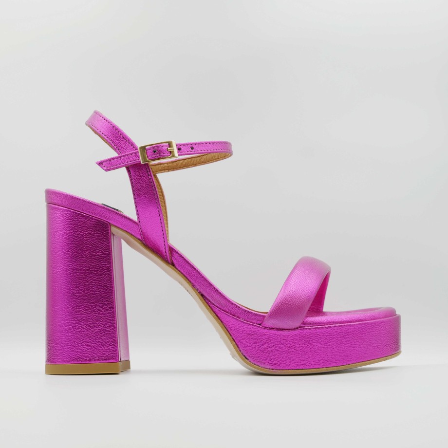 Angel Alarcon - High Heel Sandals And Platform In Fuchsia Laminated Leather Online