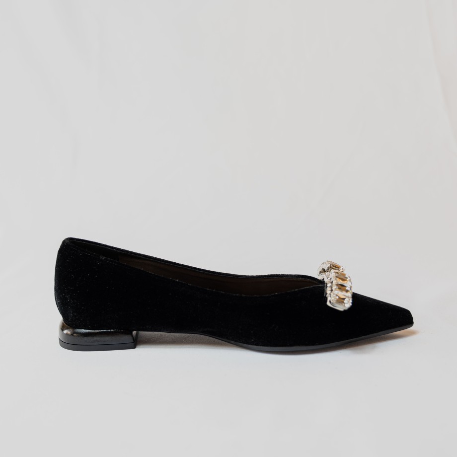 Chantal - Black Chenille Ballerinas With Swarovski Online