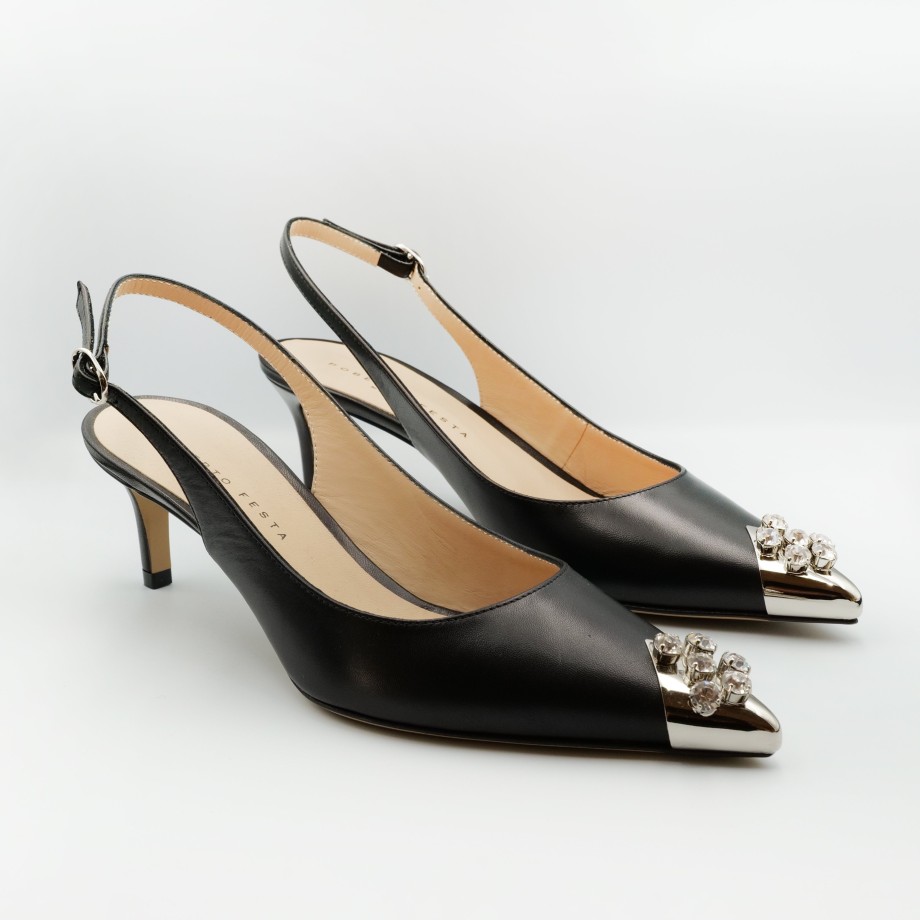 Roberto Festa Leather Slingback With Silver Tip Best