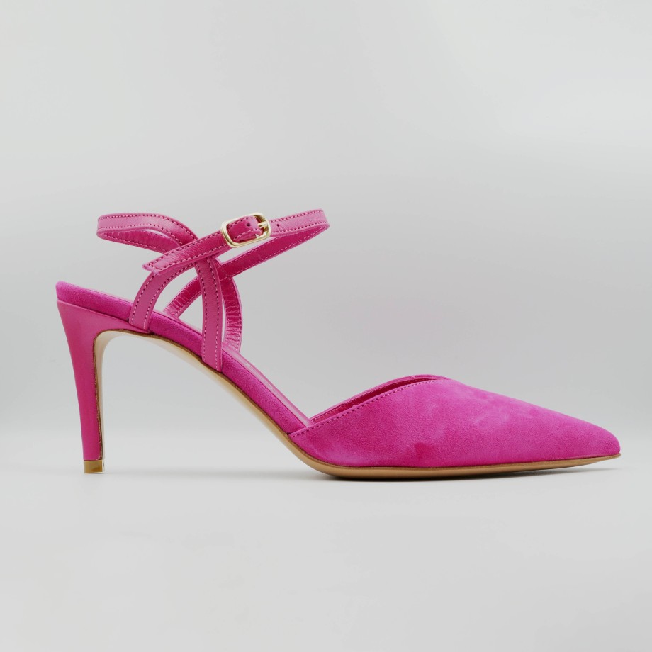 Aglaja - Slingback In Suede And Leather With Strap And Thin Heel Hot