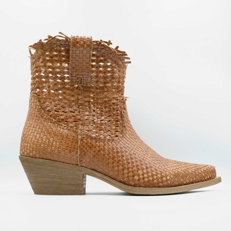 Camperos Woven Leather Ankle Boots Metisse Clearance