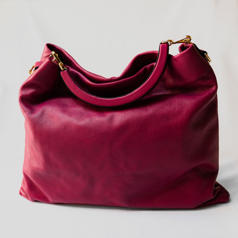 Di Lorenzo - Fuchsia Leather Bag With Rigid Handle And Shoulder Strap Hot