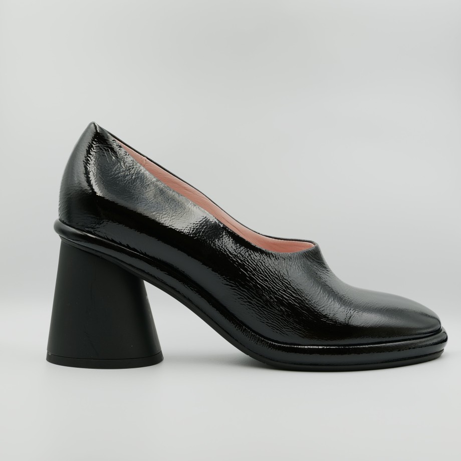 Decollete With Heel In Leather And Naplak Color Black Ras Hot