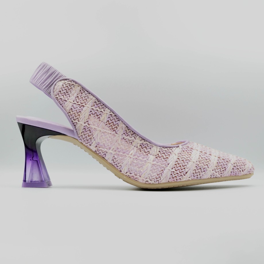 Hispanitas - Lilac Leather And Fabric Slingback Wholesale