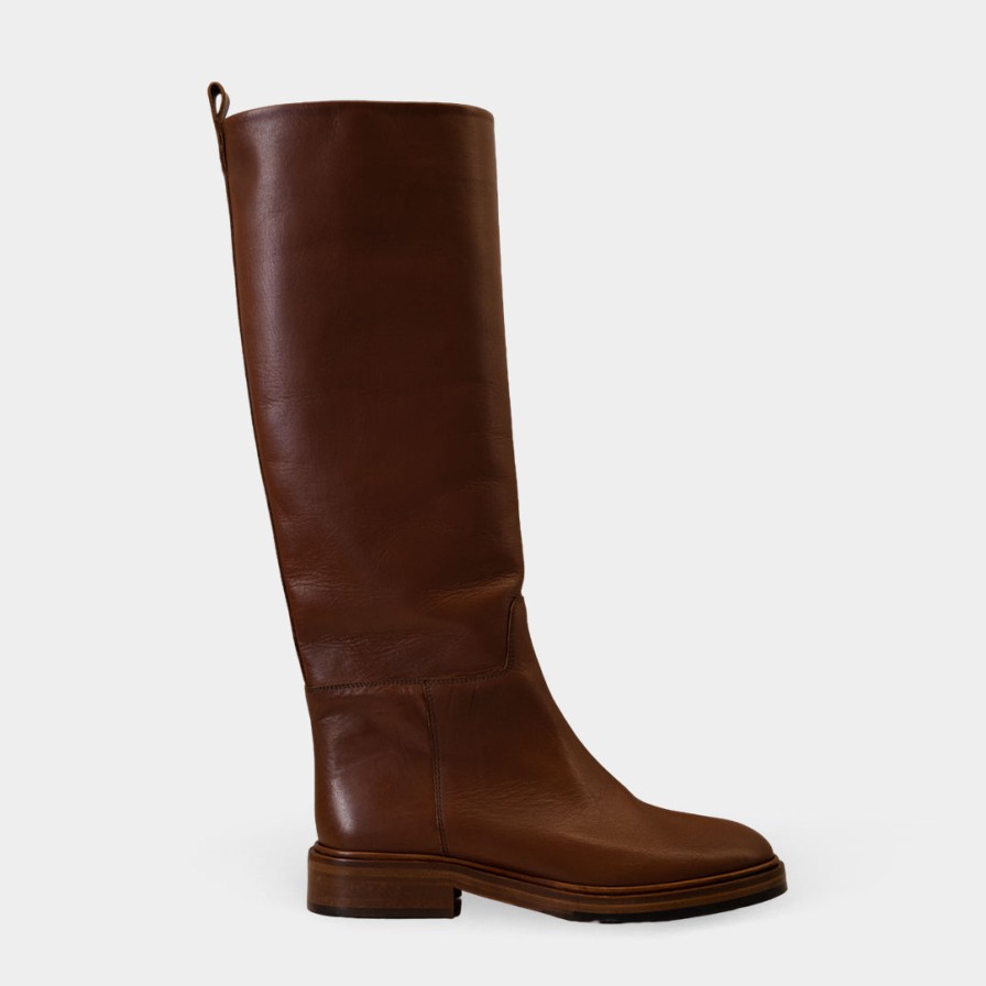 Angelo Bervicato - Cotto Colored Leather Tube Boots Clearance