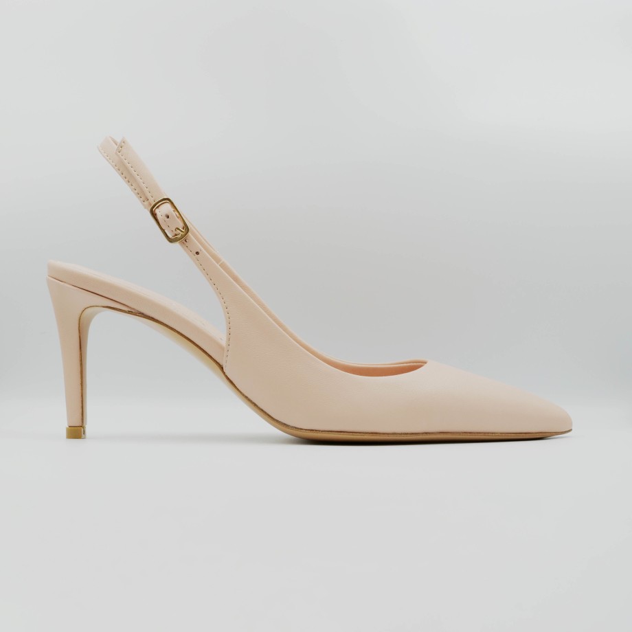 Aglaja - Pink Leather Slingback Thin Heel And Strap Hot