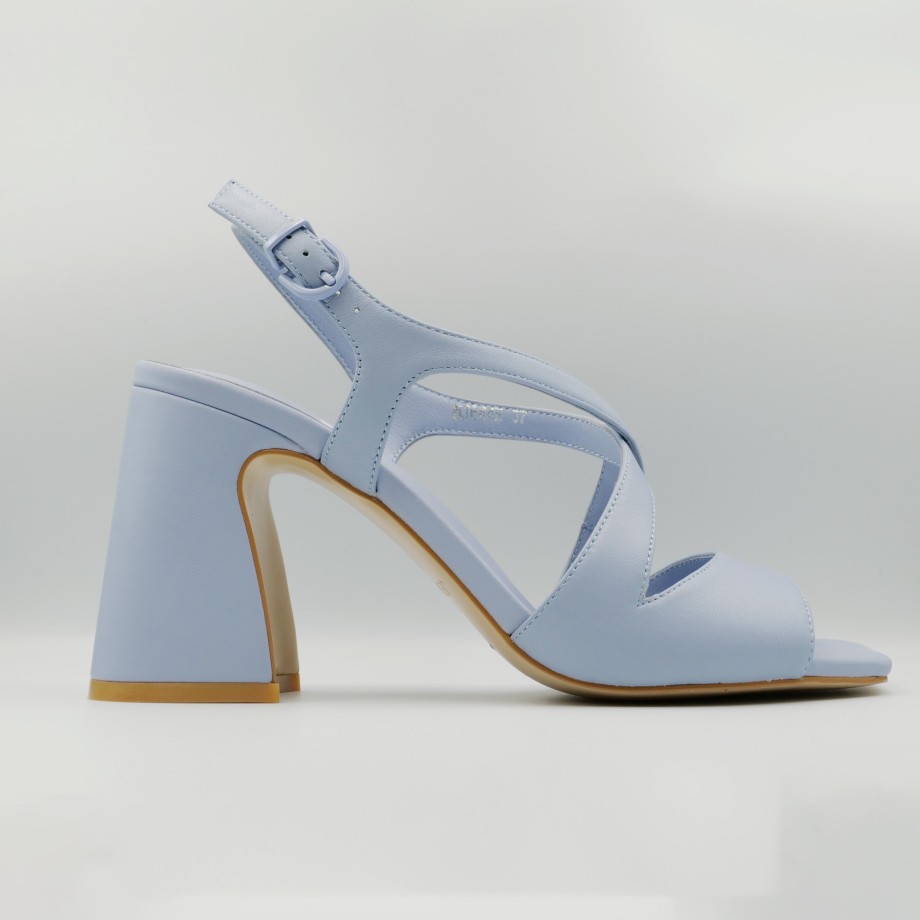 Jeannot - High And Wide Heeled Sandals In Leather With Ankle Strap Clearance