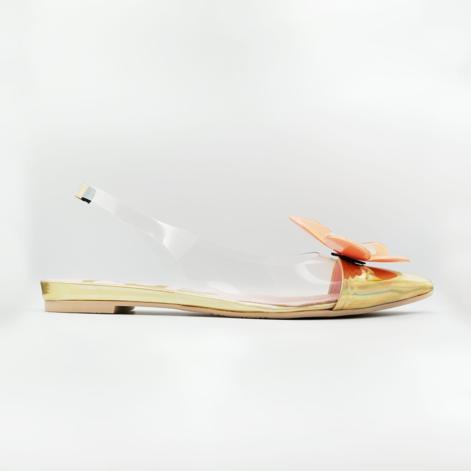 Ras - Low Slingback In Transparent Vinyl And Platinum With Flower Accessory Online