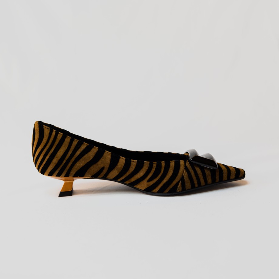 Chantal - Zebra Suede Pumps With Spool Heel And Accessory Hot