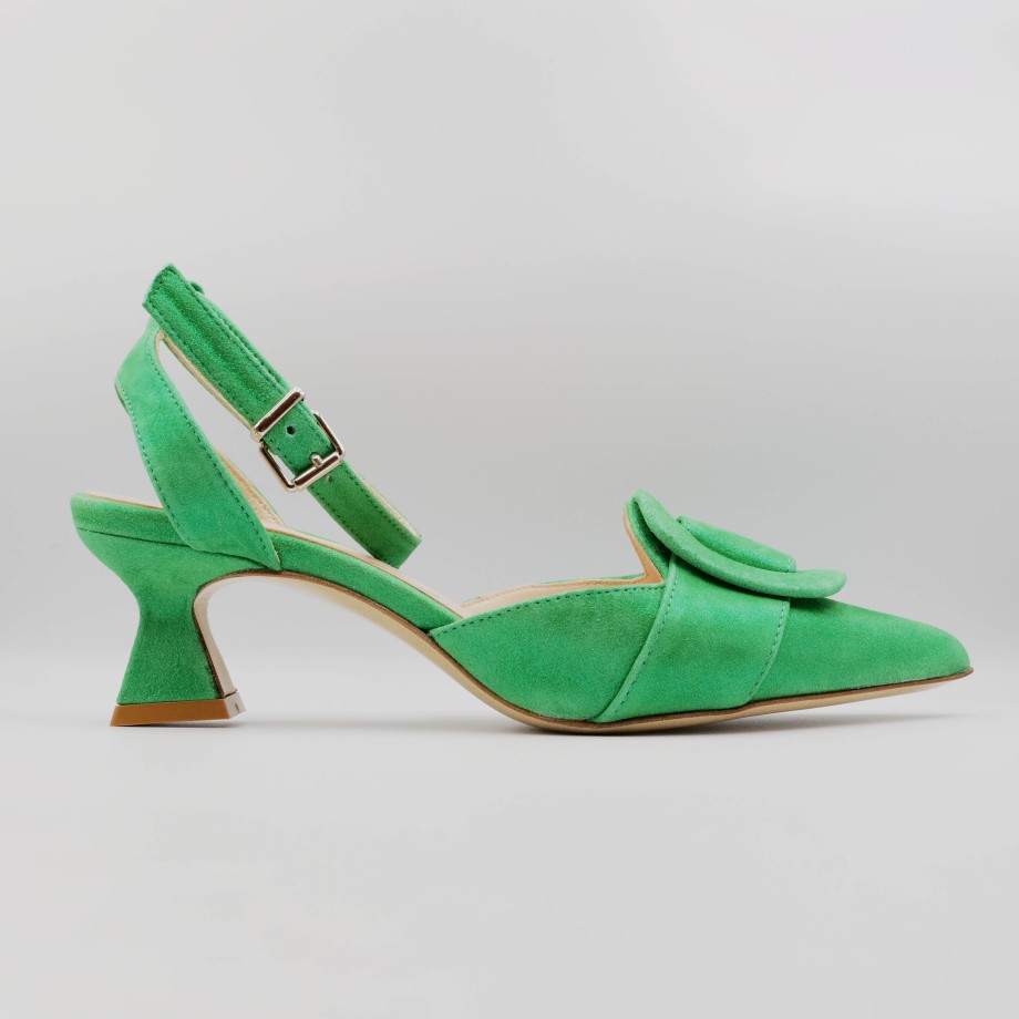 Alchimia - Green Suede Slingback With Low Heel Clearance