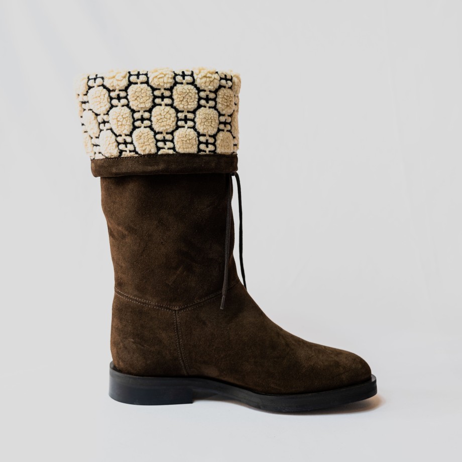 Angelo Bervicato - Suede And Leather Boots With Wool Inside Clearance