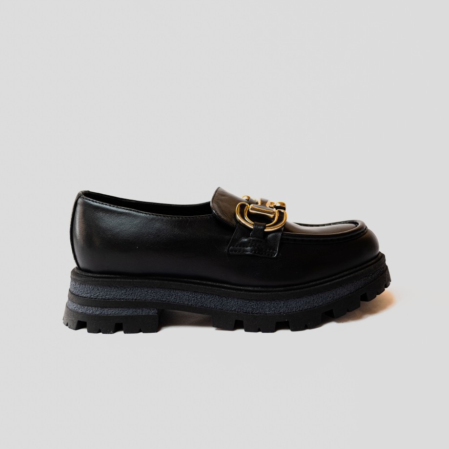 Civico Fourteen - Black Leather Loafers With Accessory Hot