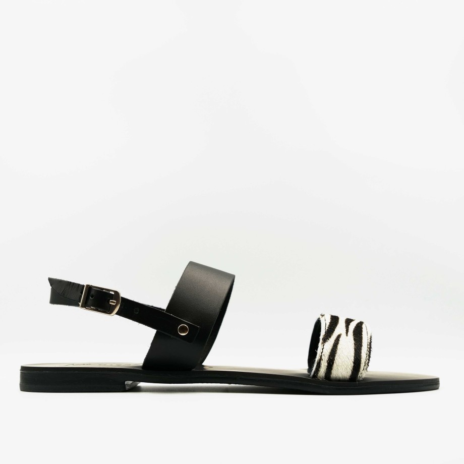 Flat Sandals In Leather And Ponyskin With Nicolas Lainas Strap New