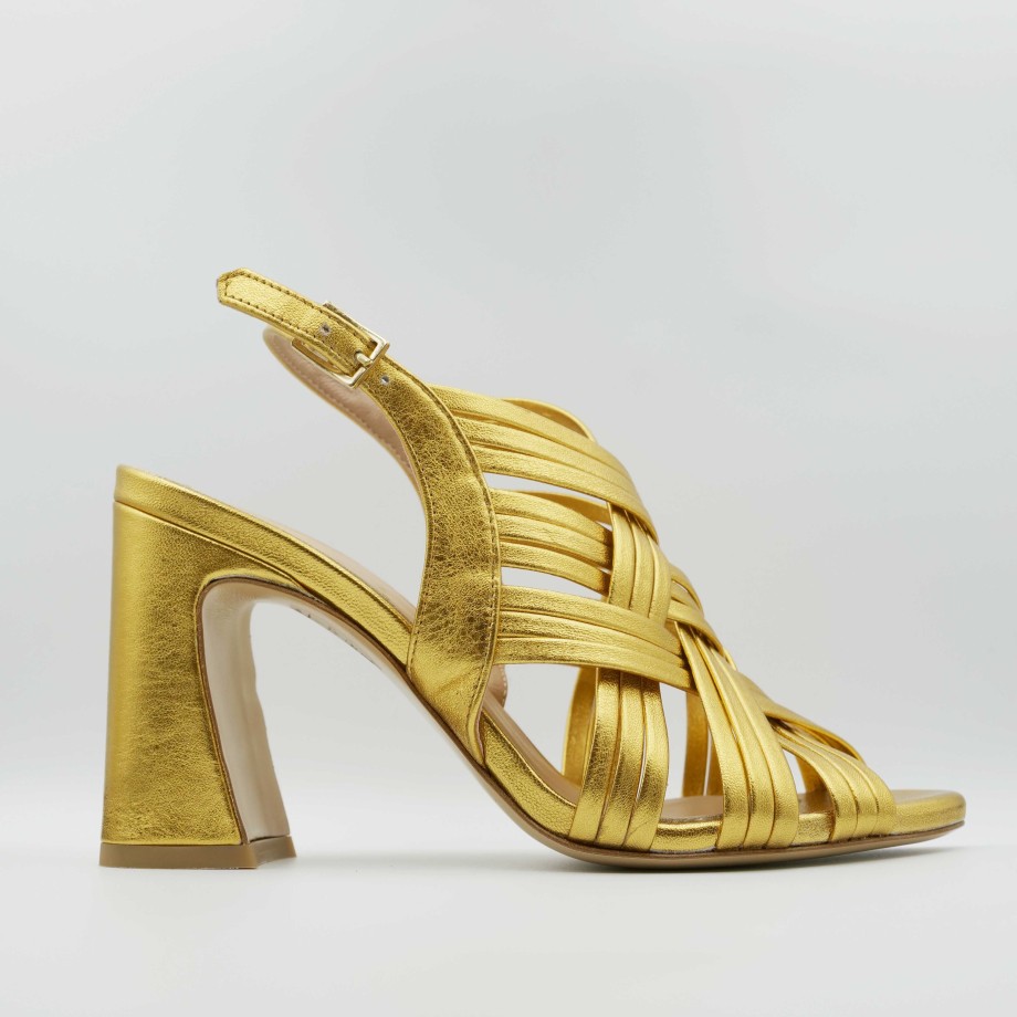 Ora - High Heel Sandals In Gold Leather And Ankle Strap Best