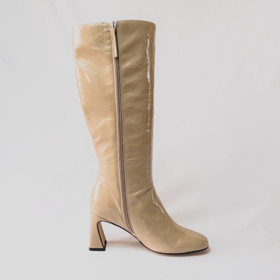 Angel Alarcon - Leather And Patent Leather Boots With Wide Heel And Zip Hot