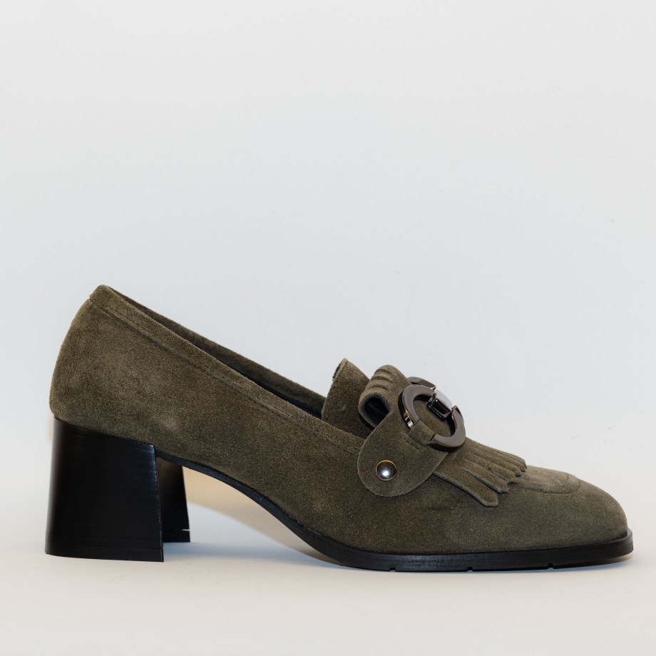 Illuminal - Green Suede Loafers Heel And Accessory New