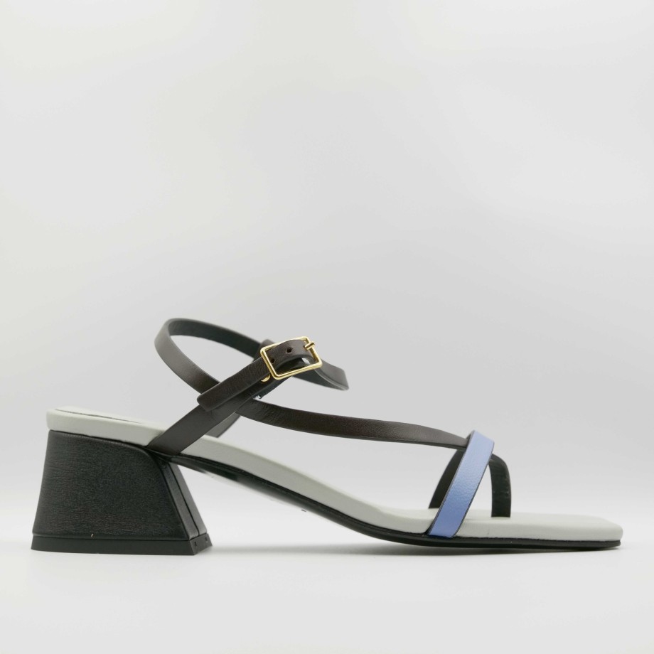 Donnari - Sandals With Low Heel In Leather And Flip Flops With Ankle Strap Clearance