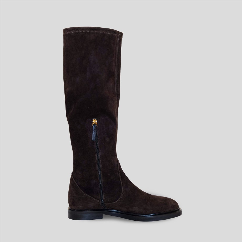 Roberto Festa - Stretch Boots In Dark Brown Leather And Suede Hot