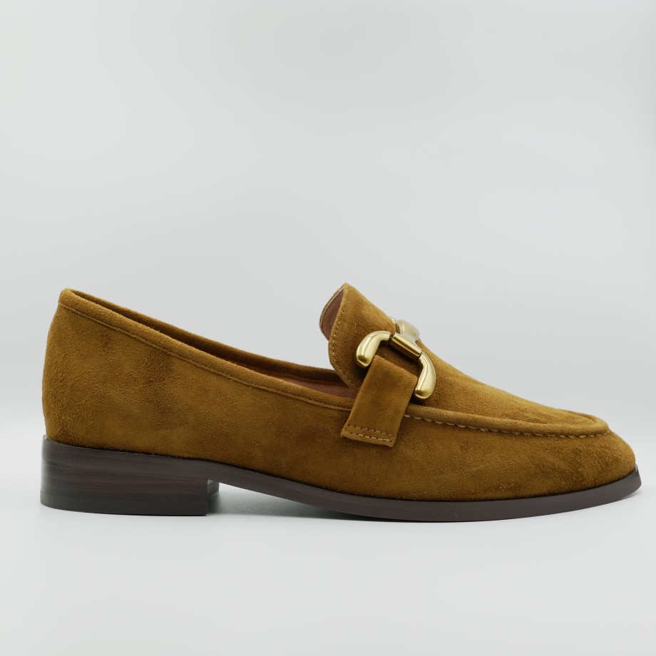 Bibi Lou - Leather Suede Moccasins With Gold Buckle Online