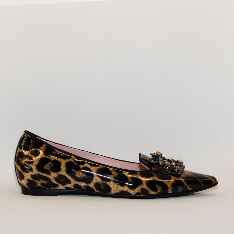 Ras - Pointed Spotted Patent Leather Ballet Flats With Accessory Online