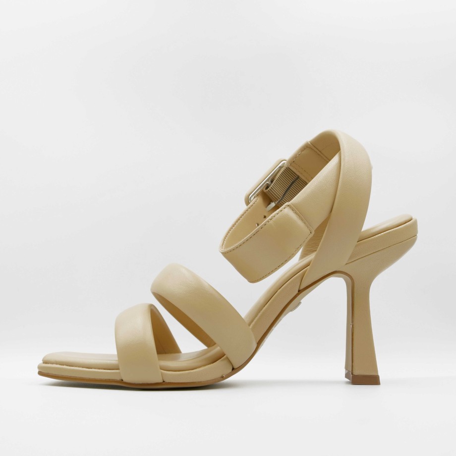 Carrano - High Heel Sandal In Nude Leather Double Band Ankle Strap And Square Toe Best