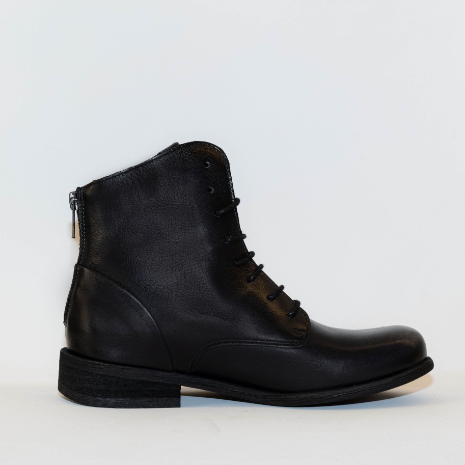 Felmini - Black Leather Amphibians With Laces And Zip Best