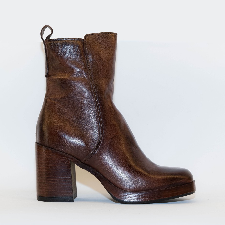 Mjus - Leather Ankle Boots With Wide Heel And Platform Hot