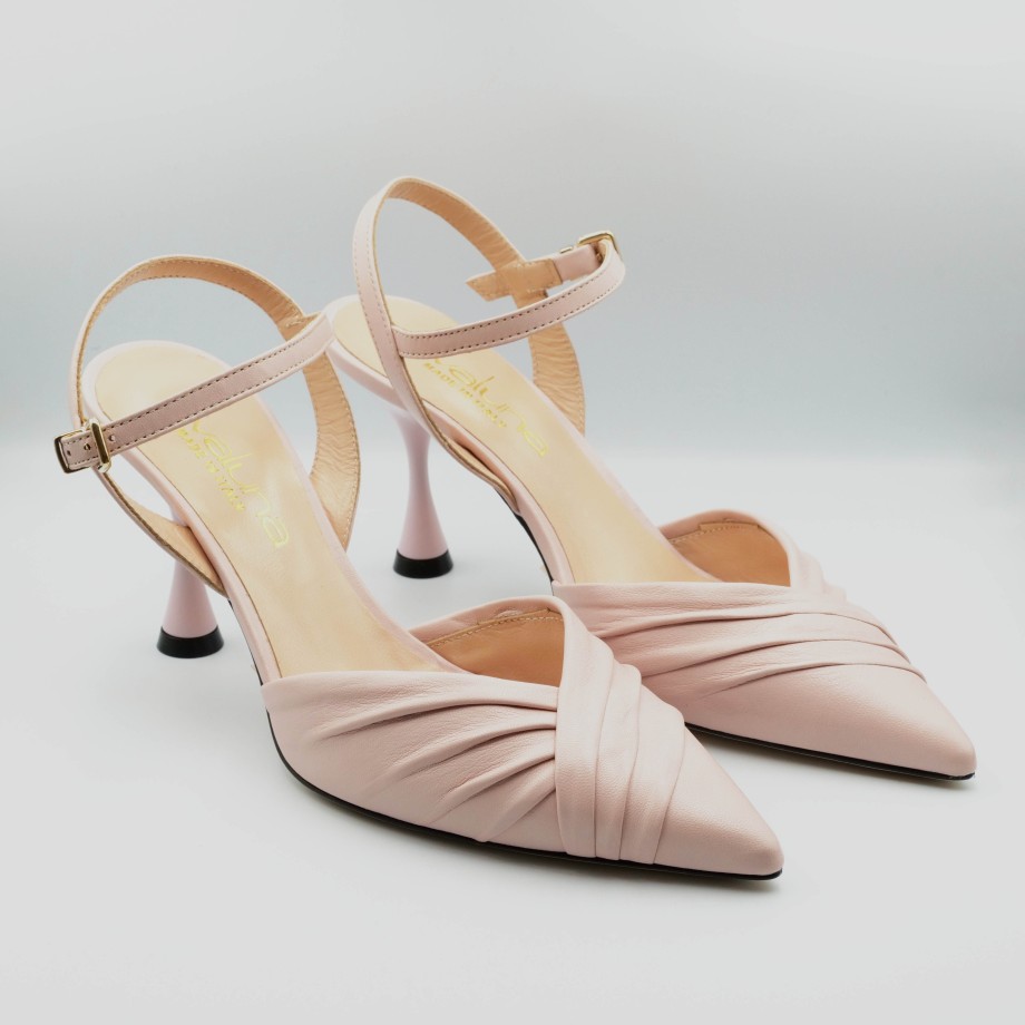 Eva Luna - Pink Leather Slingback Ave Neckline Ankle Strap Hot