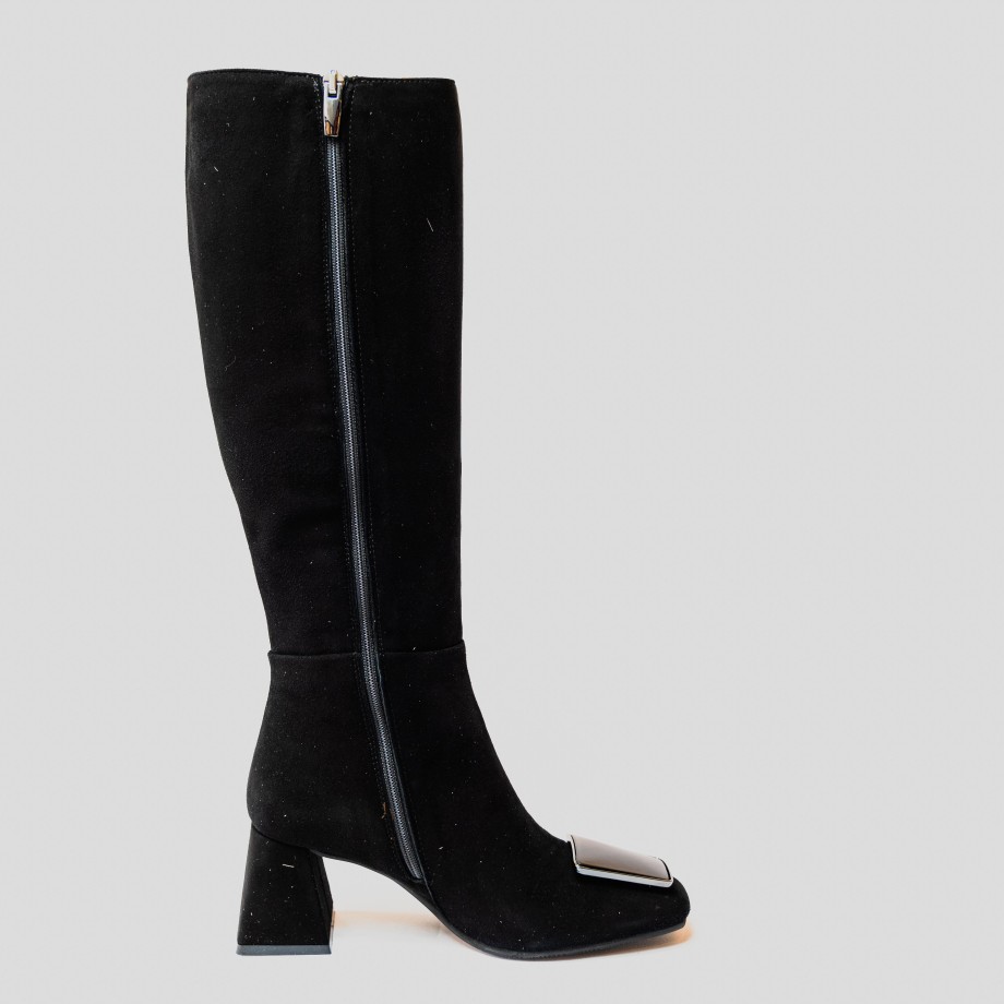 Eva Luna - Black Suede Boots With Accessory Online